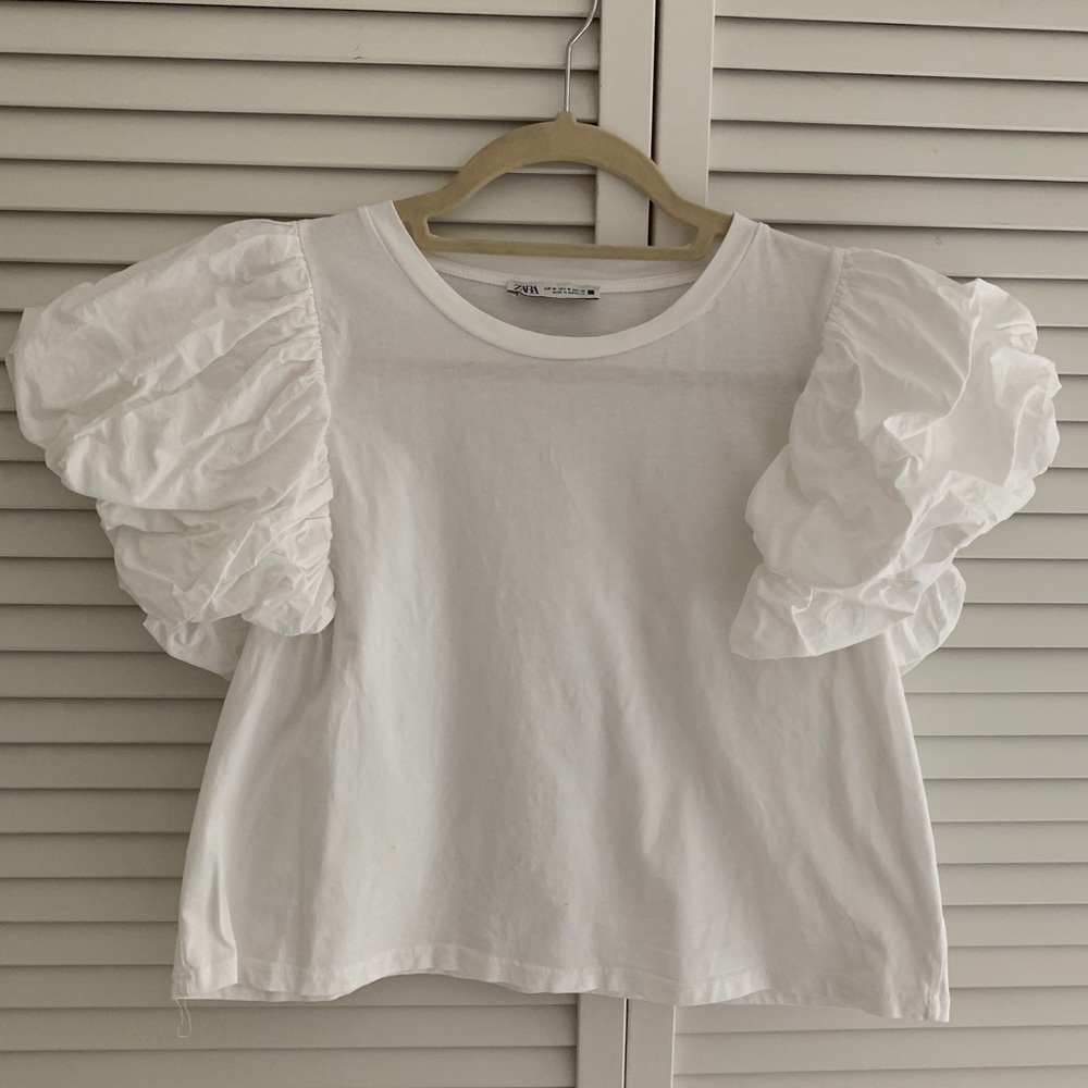 Zara ruffle-sleeved t-shirt